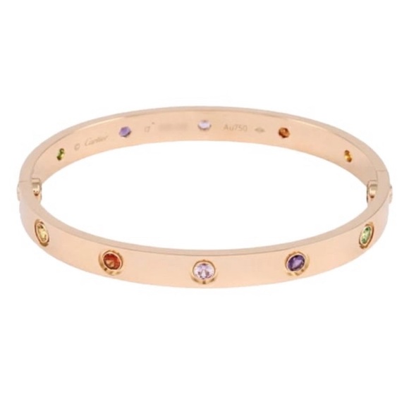 Cartier bracelet 18K authentic comes with box tool and has multicolored stones - Picture 4 of 7